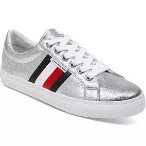 Tommy Hilfiger Lightz Lace up Silver Metallic Sneakers Size 6